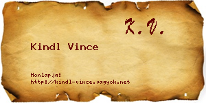 Kindl Vince névjegykártya